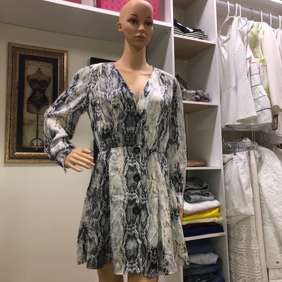 Zara Snake Skin Animal Print Silk Mini Dress - Picture 3 of 9